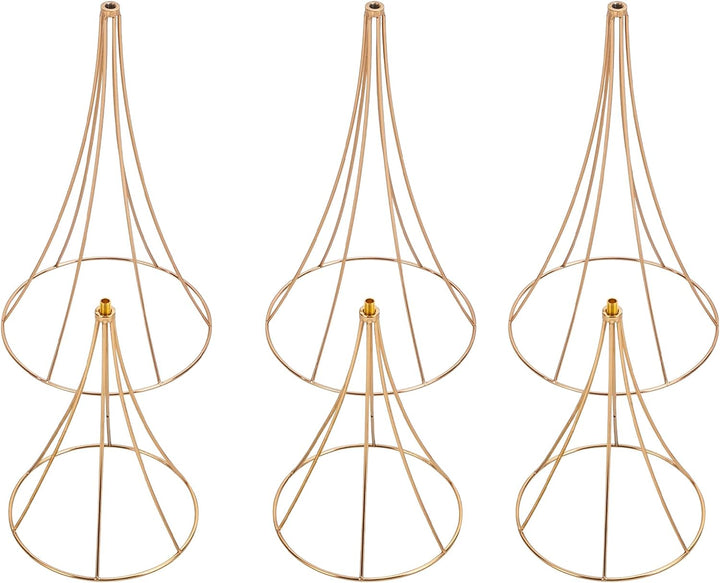3 Stück Gold Blumenständer Metall, Hochzeitsvase Blumensäule Sanduhrförmig, Goldvasen Säule Dekosäul