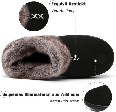 Mishansha Damen Winter Rutschfest Warme Hausschuhe Memory Foam Plüsch Pantoffeln, Gr.36-43 43 EU Nac