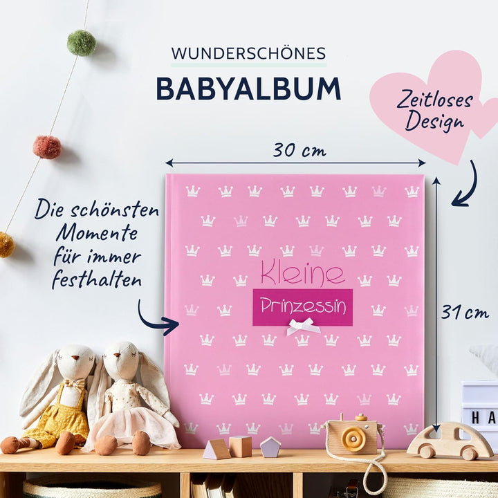 goldbuch 15087 Babyalbum Kleine Prinzessin, 30 x 31 cm, Baby Fotoalbum mit 58 weissen Blankoseiten &