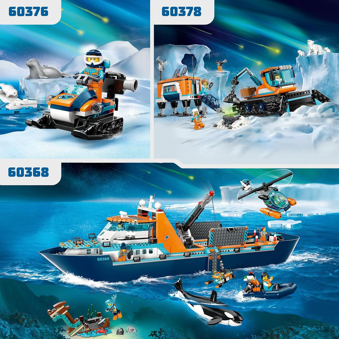LEGO 60376 City Arktis-Schneemobil, Konstruktionsspielzeug-Set mit 3 Tier-Figuren und Einer Explorer