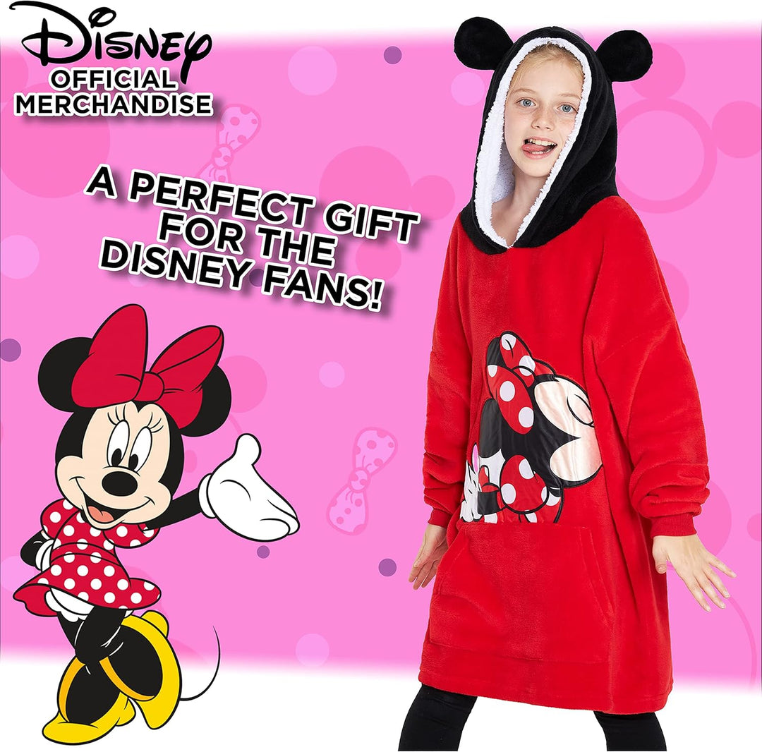 Disney Stitch Kapuzenpullover Mädchen, Übergrosse Hoodie Decke Kinder mit Sherpa-Kapuze und Kängurut