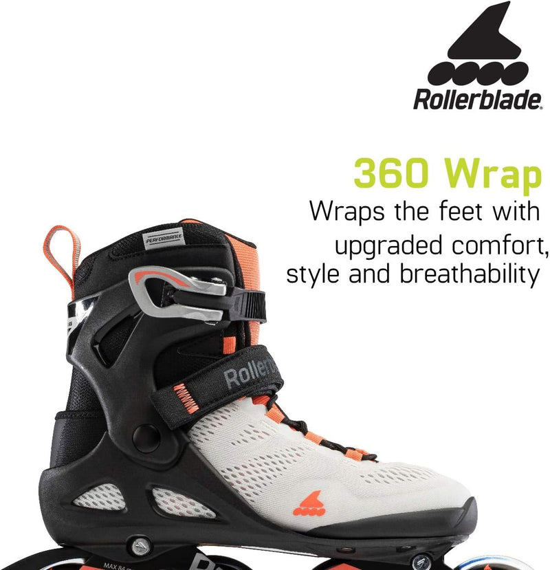 Rollerblade Macroblade 80 Damen Erwachsene Fitness Inline Skate, Grau und Koralle, Performance Inlin