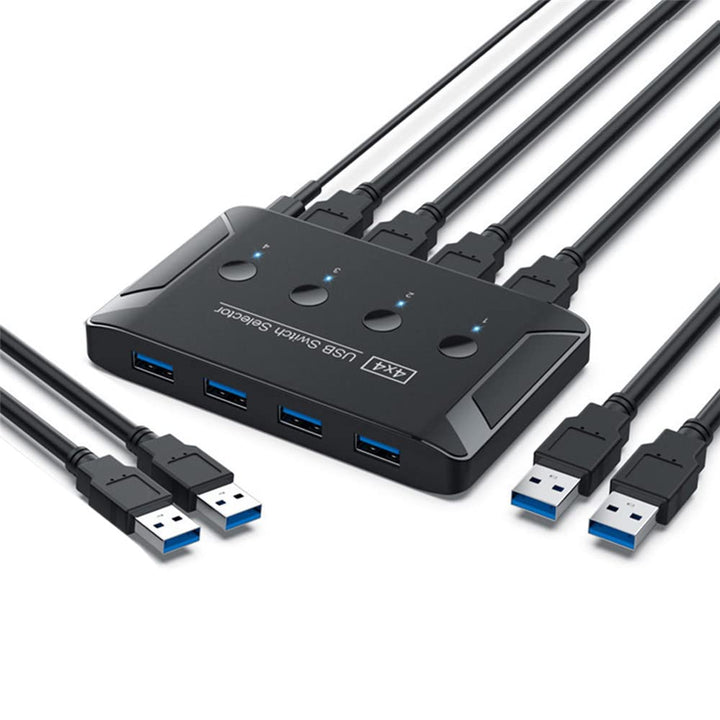 Xiwai KVM USB 3.0 Switch Selector 4 Port PCs Sharing 4 Geräte für Tastatur Maus Scanner Drucker