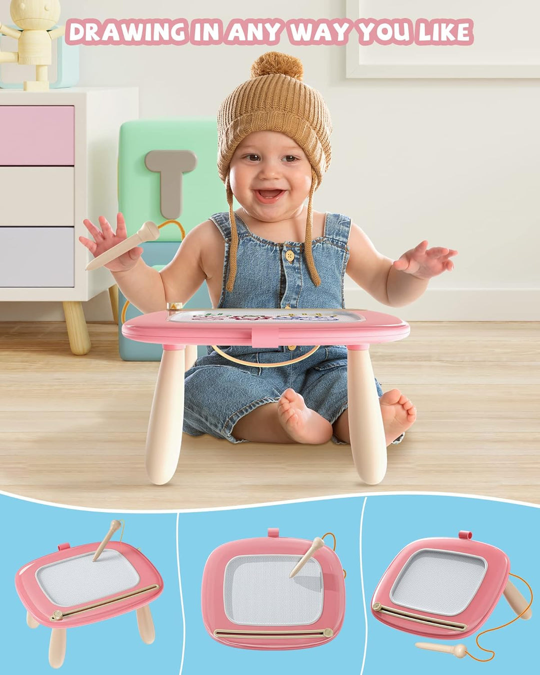 Kikapabi Magnetisches Zeichenbrett für Kleinkinder – Geschenk zum 1. Geburtstag für Mädchen und Jung