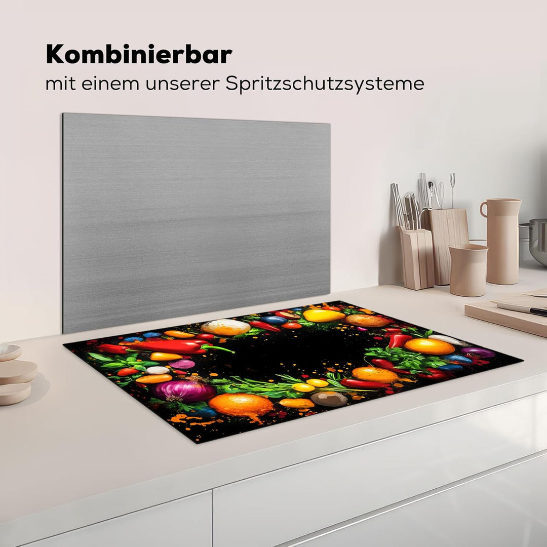 Herdabdeckplatte 80x52 cm Einteilig Küche Herdabdeckung Induktionsfeld Ceranfeld Herdabdeckplatten V