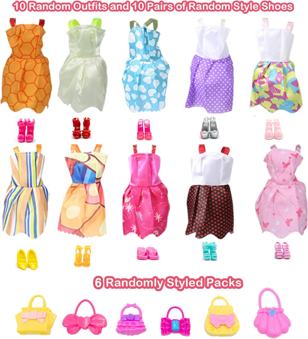 Kleiderschrank mit Puppe mit Kleidung Set，mit Puppe Prinzessin，Kleidung，Kleider，Schrank，Schuhe，Puppe