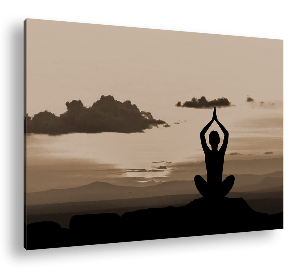 deyoli Yoga Meditation am Meer Format: 120x80 Effekt: Sepia als Leinwandbild, Motiv fertig gerahmt a