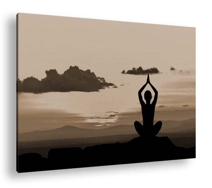 deyoli Yoga Meditation am Meer Format: 120x80 Effekt: Sepia als Leinwandbild, Motiv fertig gerahmt a