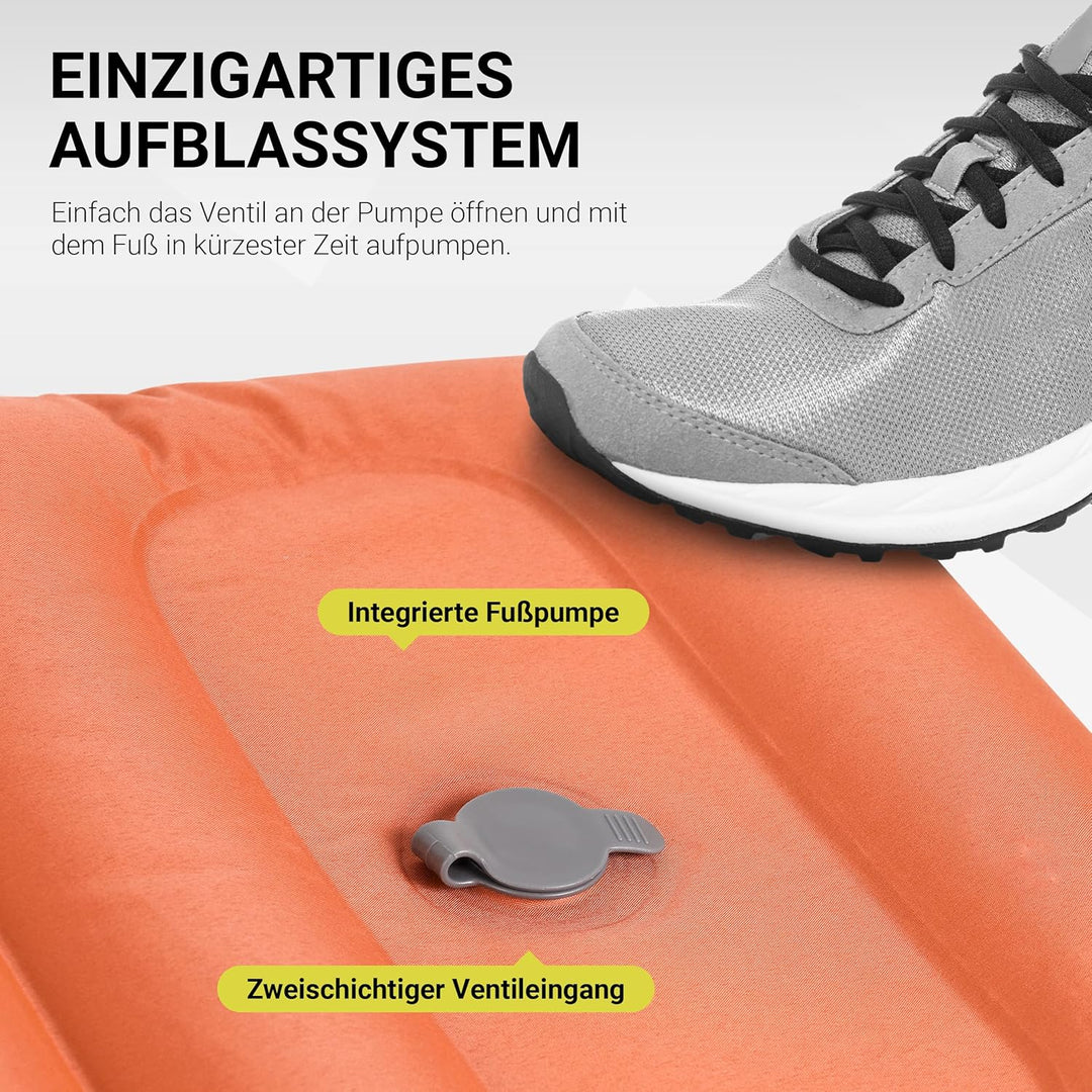 MSPORTS Camping Isomatte Premium, Schlafmatte Ultraleichte Isomatte für Outdoor mit Fusspresse Pumpe