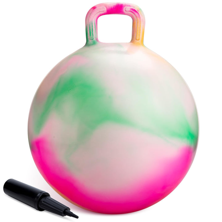 U&C Planet 55cm Hüpfball Sprungball mit Griff, 100 KG belastbar Space Hopper mit Luftpumpe Spielzeug