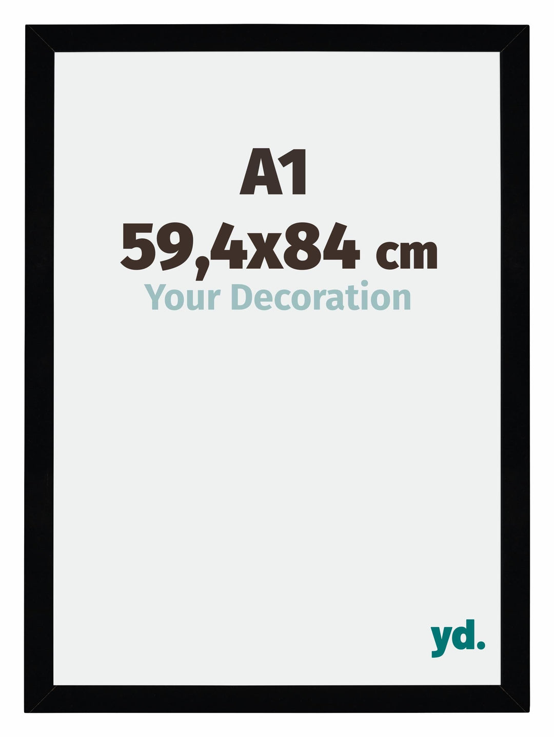 yd. Your Decoration - Bilderrahmen DIN A1 59.4x84 cm - Schwarz Hochglanz - Bilderrahmen aus MDF mit