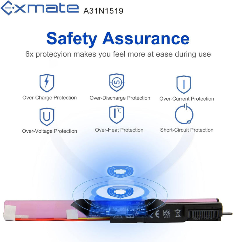 Exmate Laptop-Akku A31N1519 für Asus X540 X540LA X540LJ X540S X540SA X540SC X540YA F540 F540L F540LA