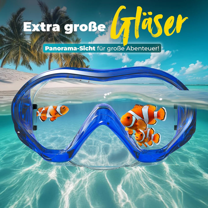 KIDVERSE Taucherbrille Kinder mit Nase - CE & Dermatest geprüfte Kinder Taucherbrille mit Stoffband