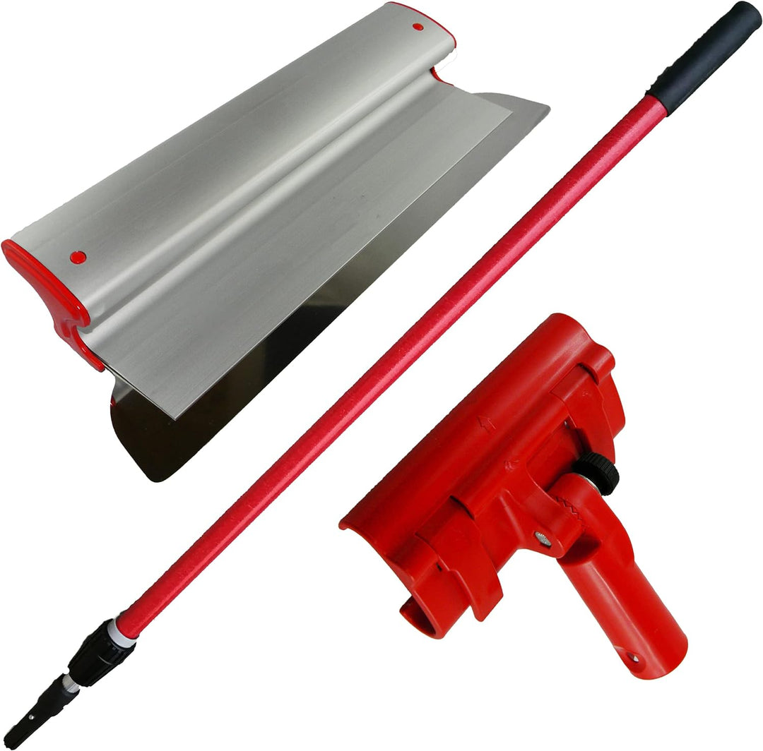 Komplettes Profi-Set: Flächenspachtel 40 cm + Adapter + Teleskopstange 120-220 cm, Austauschbares un