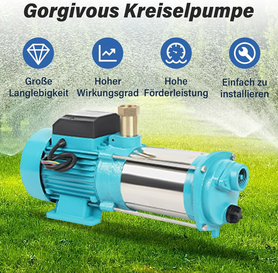 220V 1300W Kreiselpumpe, Hauswasserwerk Gartenpumpe, Edelstahl-Rasenberegnungspumpe für die Gartenra