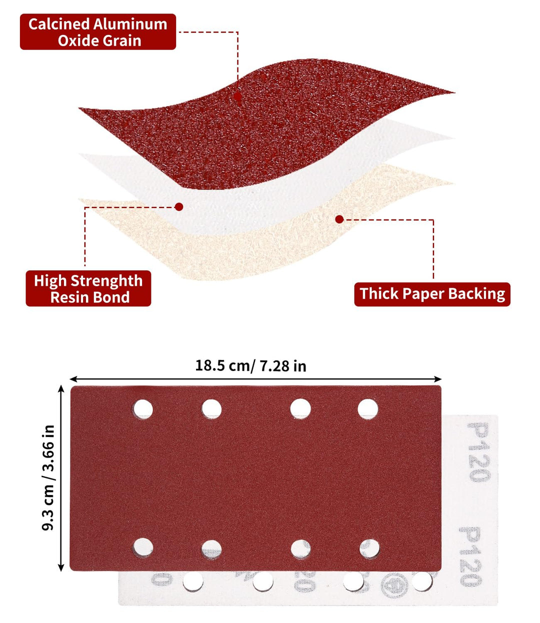 Schleifpapiersatz,56tlg Schleifpapier Klett Schleifblatt Set 93 x 185 mm Körnung 40/60/80/120/180/24