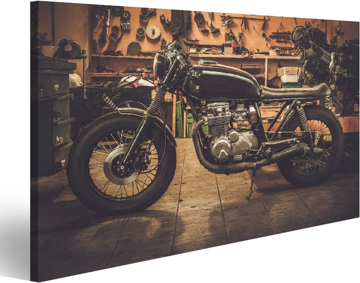 islandburner Bild auf Leinwand Vintage Style Cafe Racer Motorrad Customs Garage Bilder Wandbilder Po