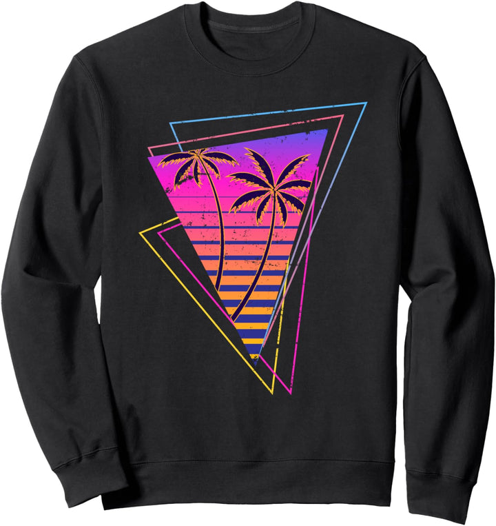 1980er Synthwave 90er Aesthetic Sonnenuntergang Vaporwave Sweatshirt