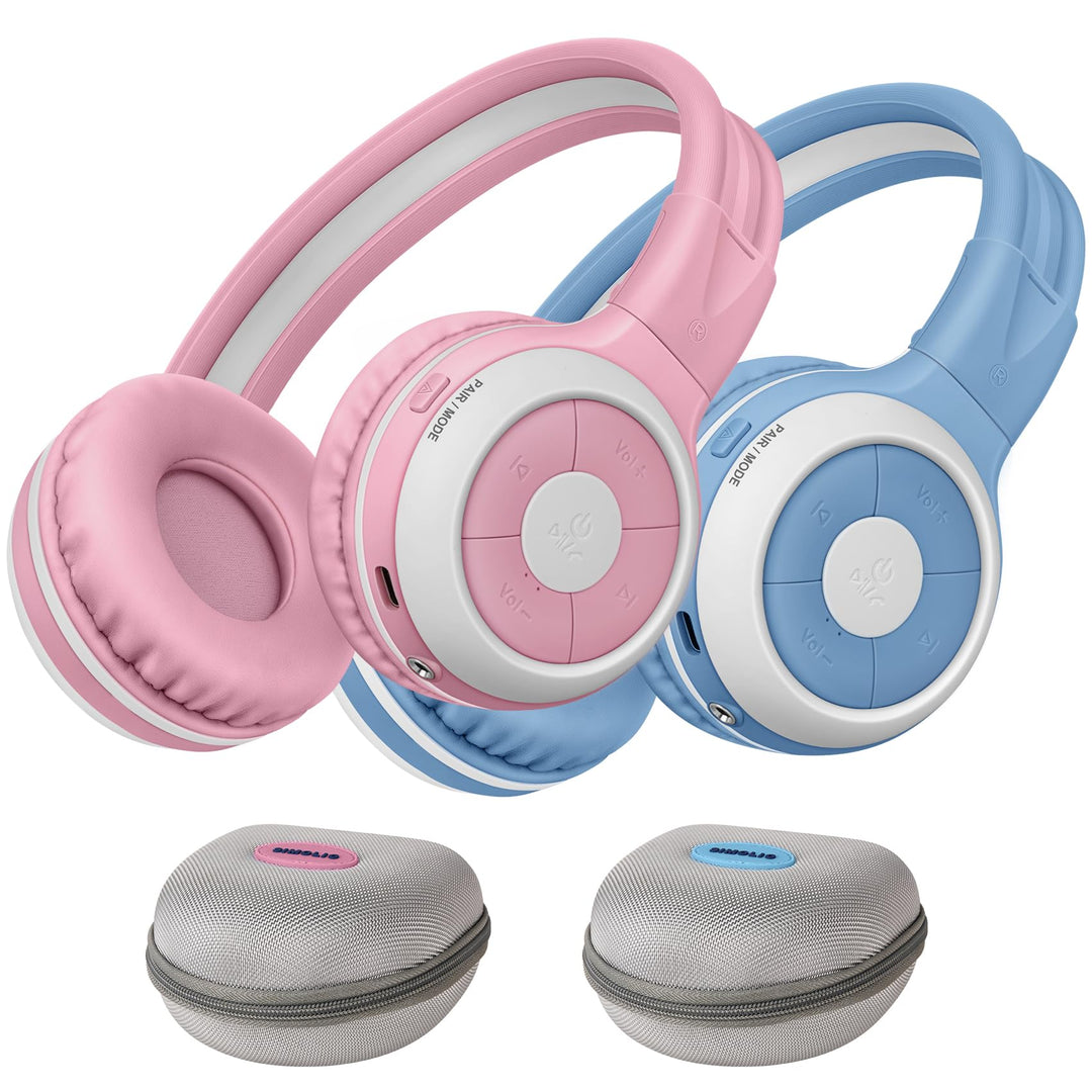 SIMOLIO 2-Pack KidyCast Kinder-Funkkopfhörer mit Mikrofon, Bluetooth AuraCast – Eine Quelle, Mehrere