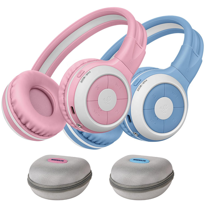 SIMOLIO 2-Pack KidyCast Kinder-Funkkopfhörer mit Mikrofon, Bluetooth AuraCast – Eine Quelle, Mehrere