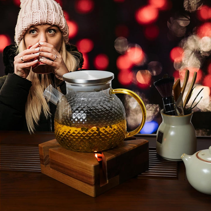 Stövchen Holz - Handgefertigter Teewärmer - Stövchen für Teekanne, Kaffe &amp; Essen - Teestövchen - Sic