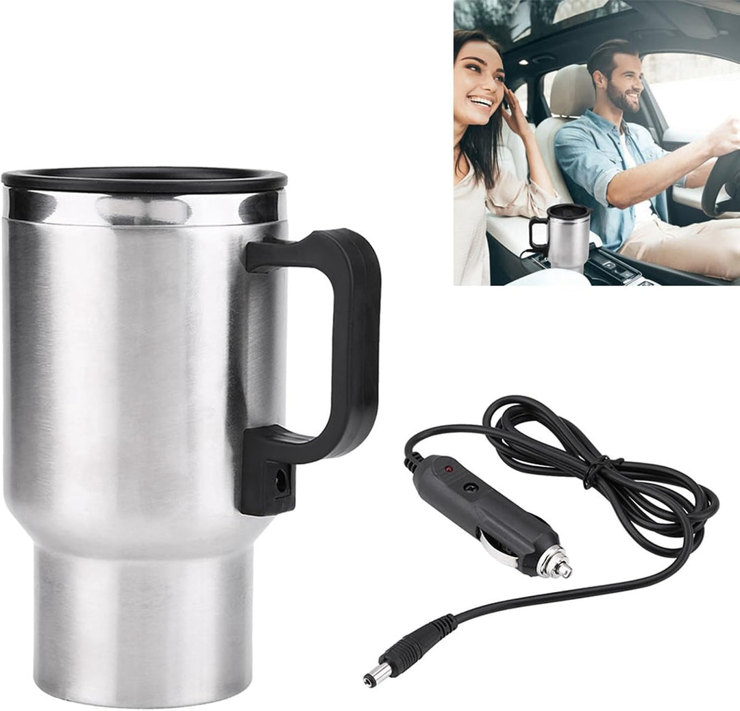 12V 450ml Reise Heizbecher, elektrischer Kaffeebecher aus Edelstahl im Auto