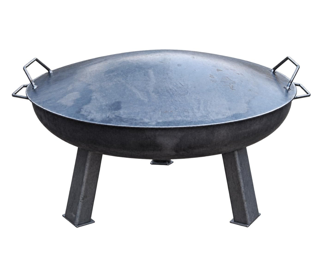 Feuerschale 80 cm mit Deckel, Höhe 35 cm, Stahl