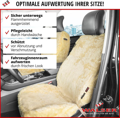 Walser Lammfell Sitzbezug für Auto Trish, Auszeichnung Sehr Gut* Lammfell Autositzbezug, 100% Autosi