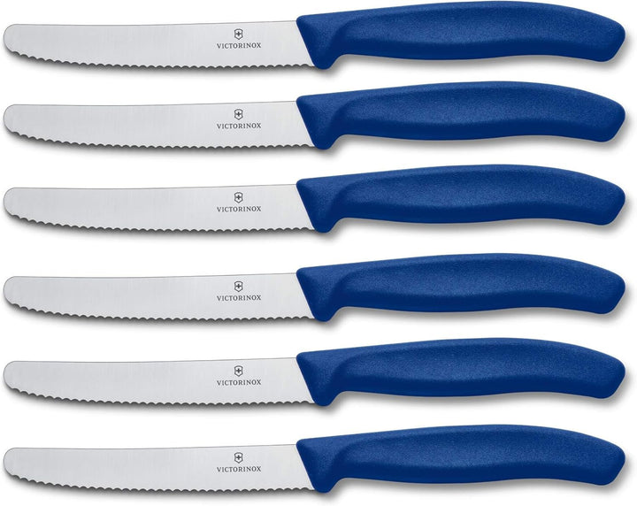 Victorinox 6 Stück Tafelmesser - Tomatenmesser Swiss Classic mit Wellenschliff rostfrei - Swiss Made