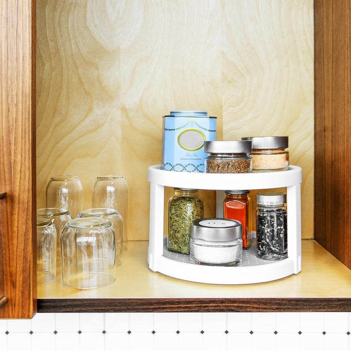 madesmart Drehteller aus Kunststoff mit 2 Ebenen, für Küchenorganisation, Rutschfester Lazy Susan Sc