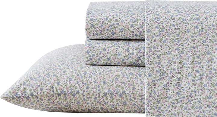 Laura Ashley - Queen-Size-Bettlaken, Baumwoll-Perkal-Bettwäsche-Set, knackige und Coole Heimdekorati