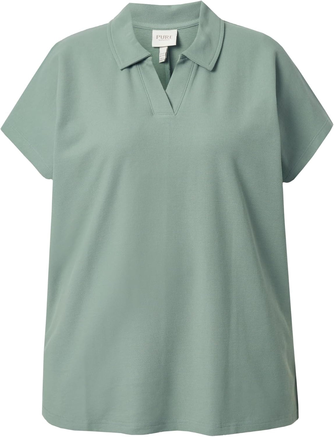 Ulla Popken Damen grosse Grössen Übergrössen Plus Size Poloshirt, Oversized, Polokragen, Halbarm, Bi