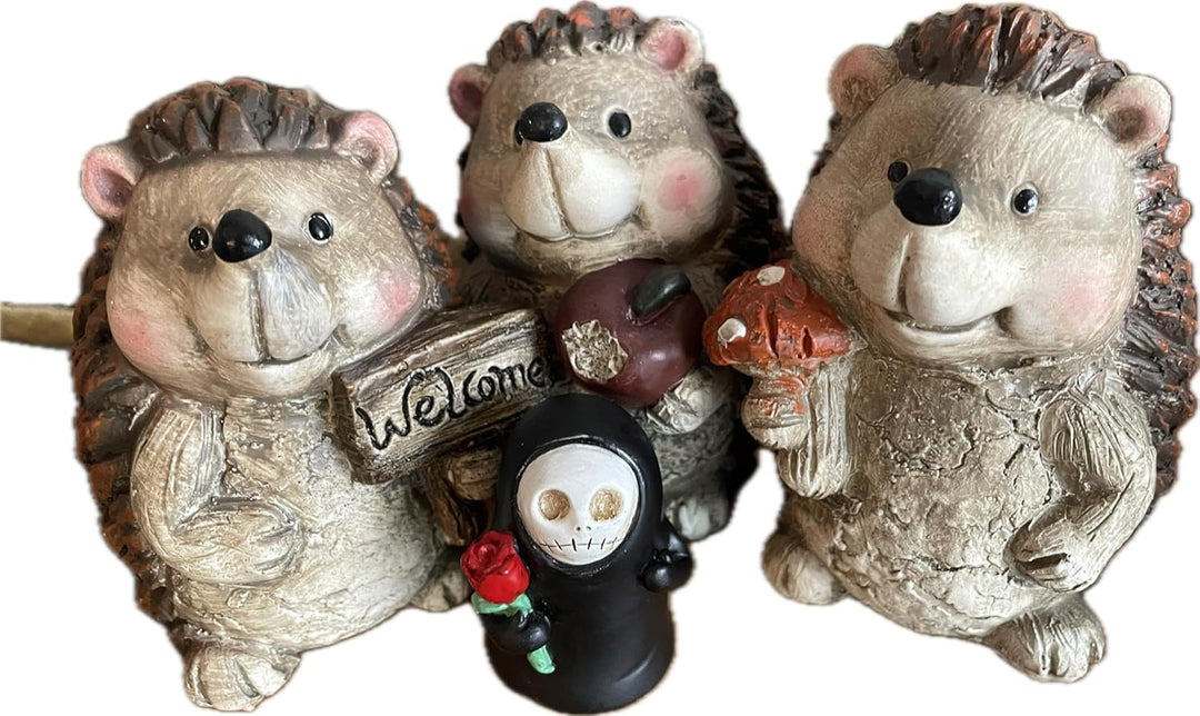 khevga Deko-Figuren Herbstfiguren aus Terracotta Igel Polyresin 3er Set 4er Set (3), 3