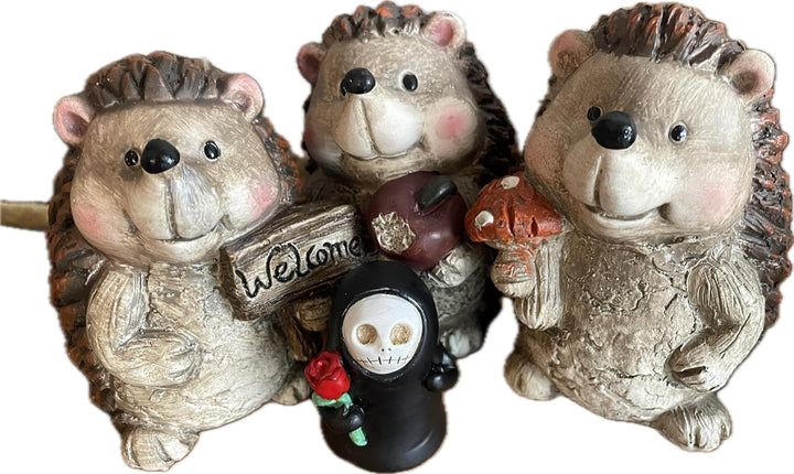 khevga Deko-Figuren Herbstfiguren aus Terracotta Igel Polyresin 3er Set 4er Set (3), 3