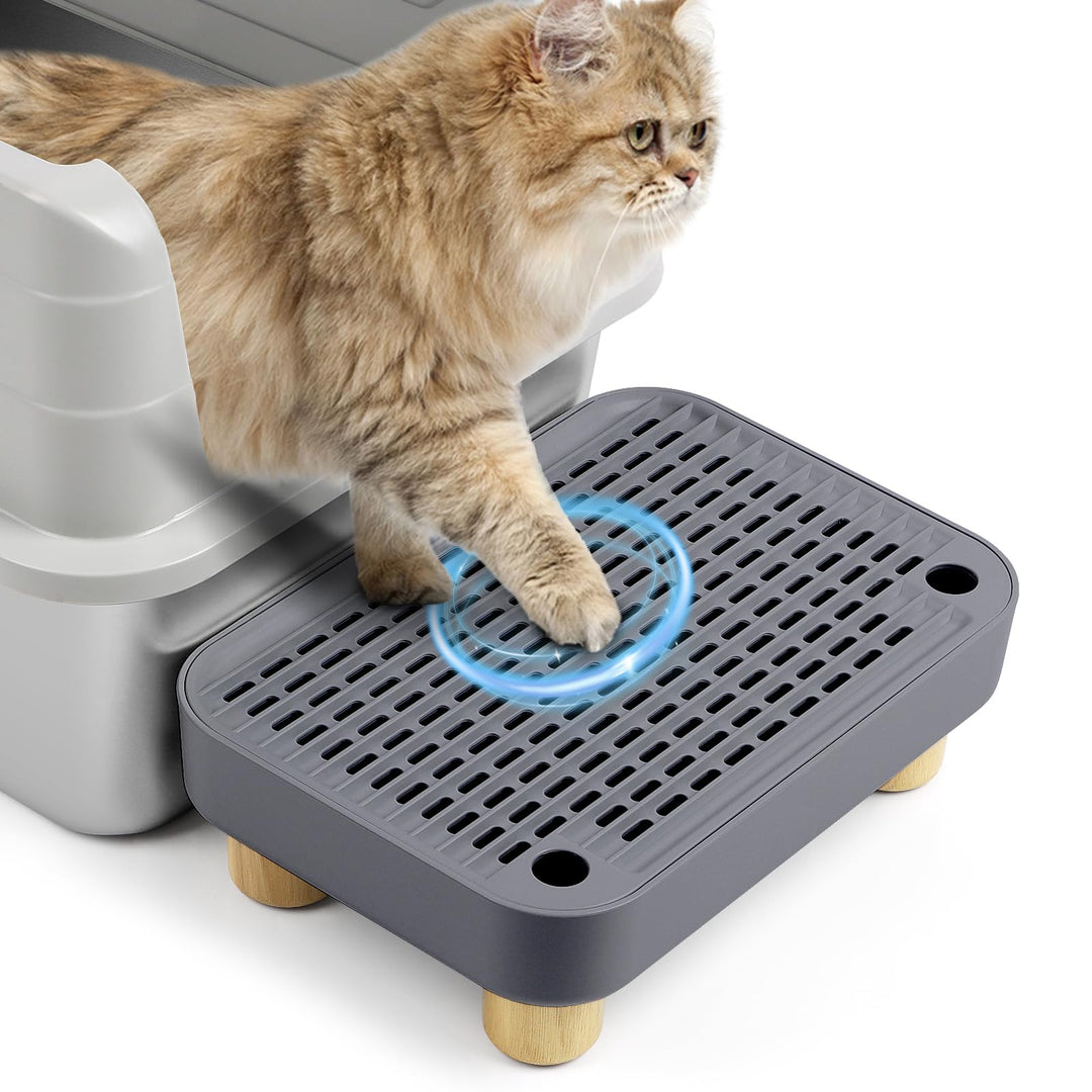 Erhöhte Katzenklo-Rampe, Katzentreppe mit Holzfüssen, Katzenstreu-Filterpedal für automatische selbs