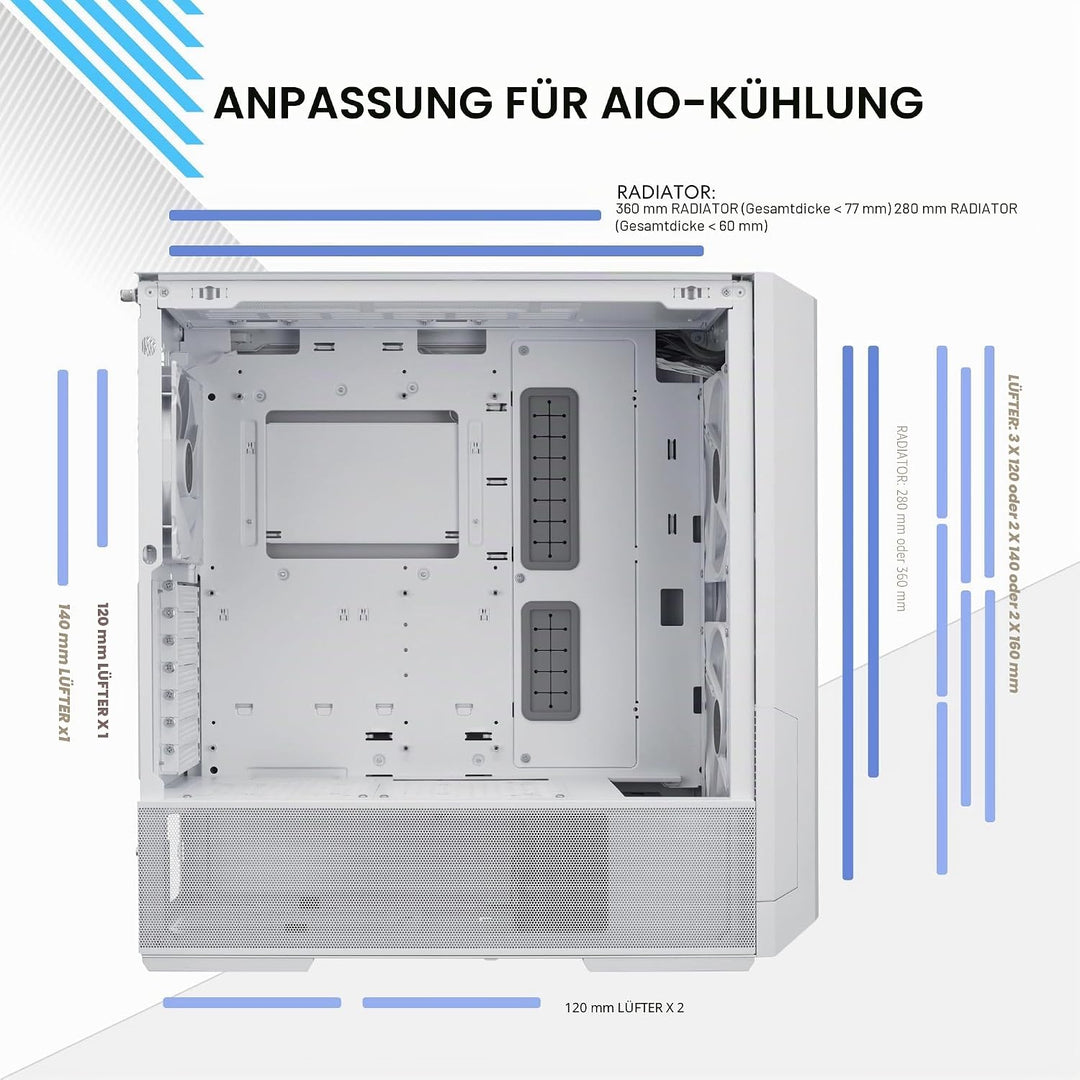 Lian Li LANCOOL 216 RGB, E-ATX-Gehäuse, Midi-Tower - weiss 216 White RGB, 216 White RGB