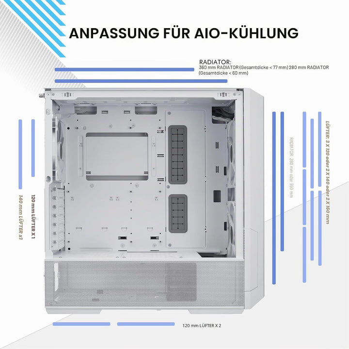 Lian Li LANCOOL 216 RGB, E-ATX-Gehäuse, Midi-Tower - weiss 216 White RGB, 216 White RGB