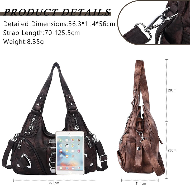 Angel Kiss Damen Schultertasche Hobo Tasche Umhängetaschen Schlusstaschen Henkeltaschen weiches PU L