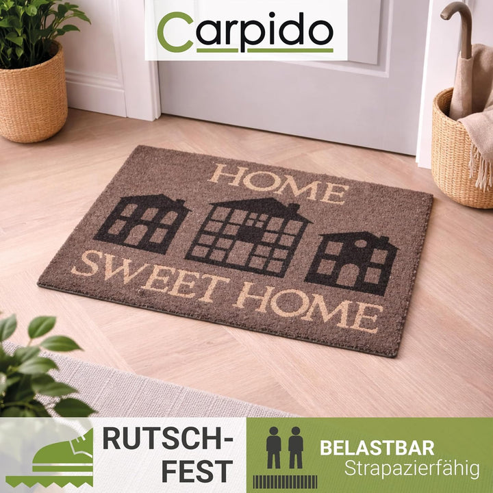 Carpido Fussmatte Kokos Home Sweet Home - Türmatte 40 x 60 cm (Rechteckig) - antibakterielle Eingang