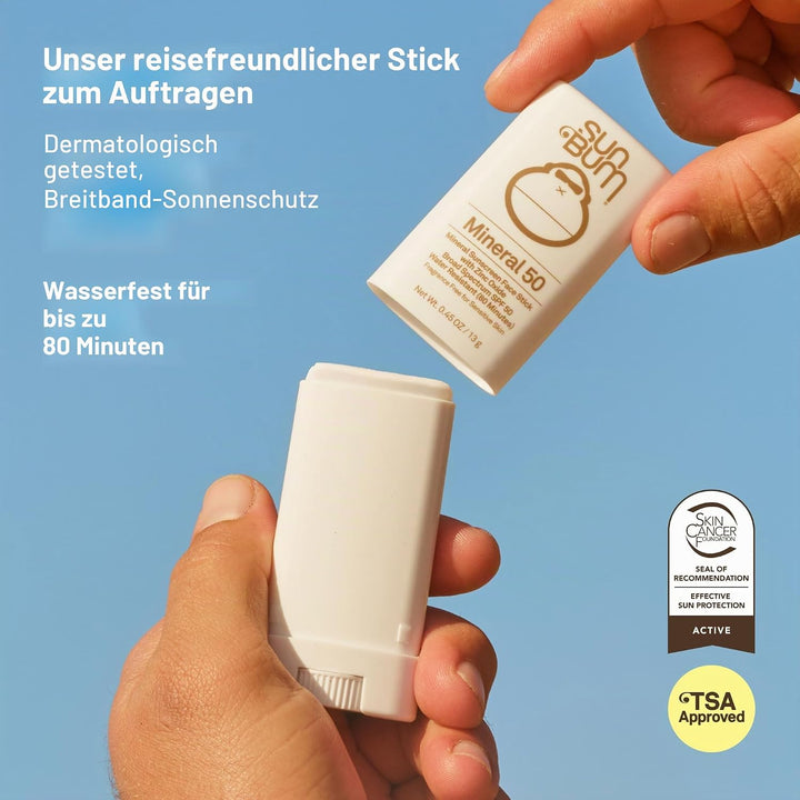 Sun Bum Mineral LSF 50 Sunscreen Face Stick | Vegan und Hawaii 104 Reef Act konform (Octinoxat- und