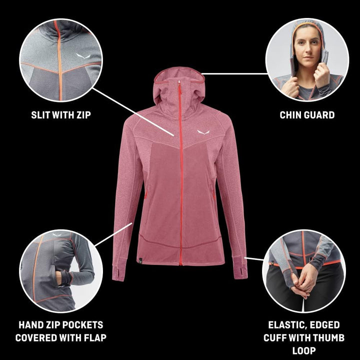 Salewa Damen Puez Hybrid Pl W Fz Hdy Softshelljacke, Navy Blazer Melange M