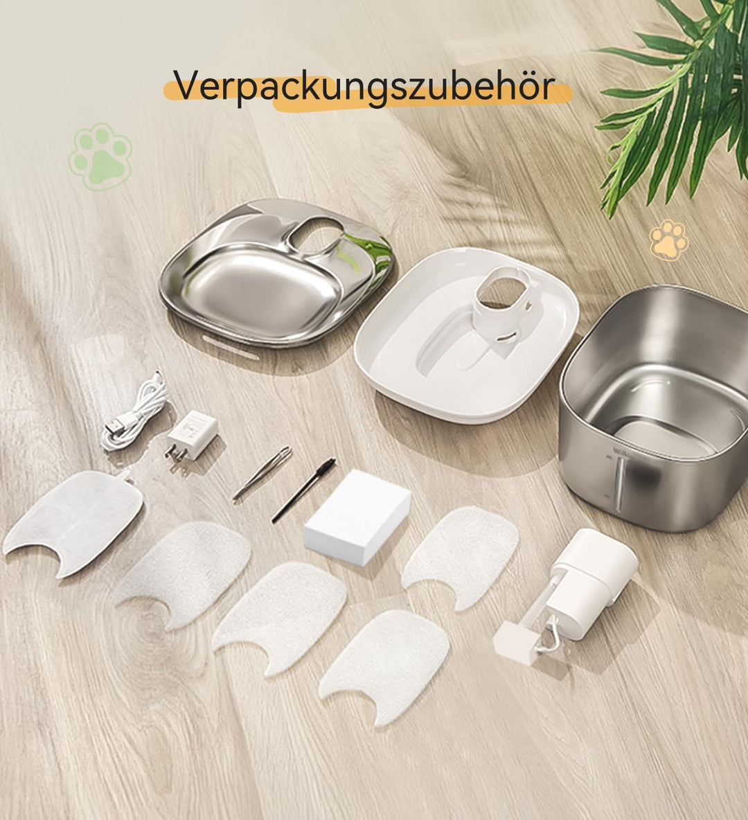 WILKIEE Katzenbrunnen Edelstahl,4,1 L Trinkbrunnen für Katze Kabellos, 4000mAh Akku katzenbrunnen mi