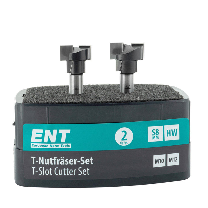 ENT 09047 2-tlg. HW T-Nutfräser-Set optimiert für M10 M12 Sechskantschrauben, HW, Schaft (S) 8 mm 2-
