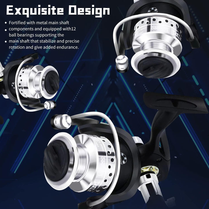 BNTTEAM Tragbares Angel-Spinnruten- und Rollen-Kombi-Set Kohlefaser-Fluoreszenz-Rutenspitze, mit Ang