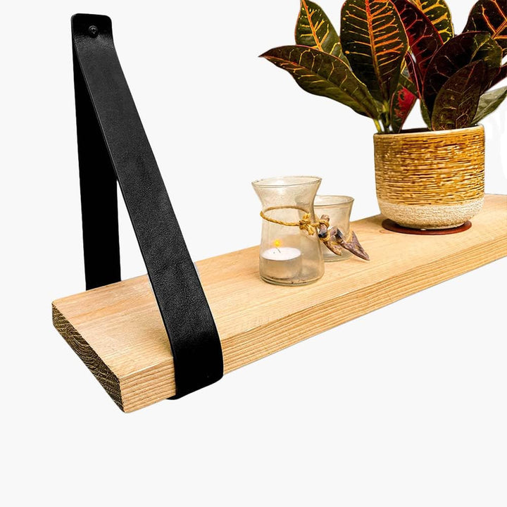 Brute Strength - Regalträger aus PU-Leder - Schwarz - 6 Stück - Regalträger - Wandhalter - Regalbänd