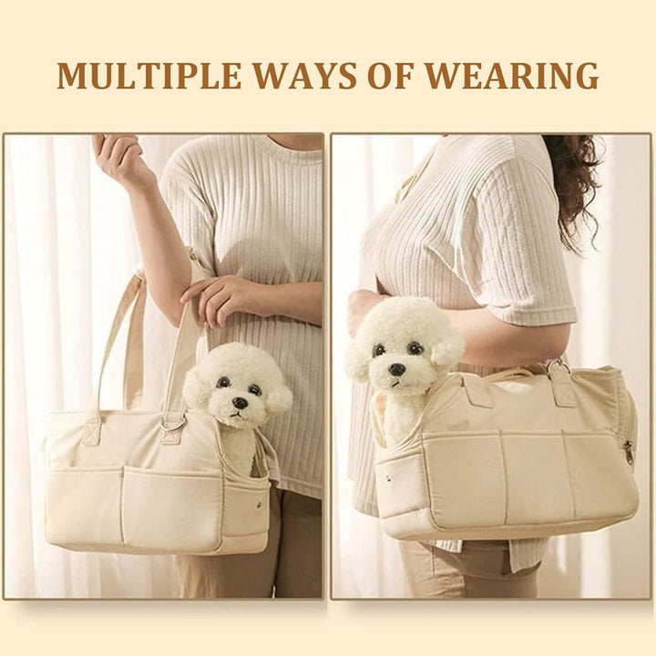 Dokeno Transporttasche für kleine Hund Katze bis 8kg, Hundetransportbox faltbar für Reise & Auto, At