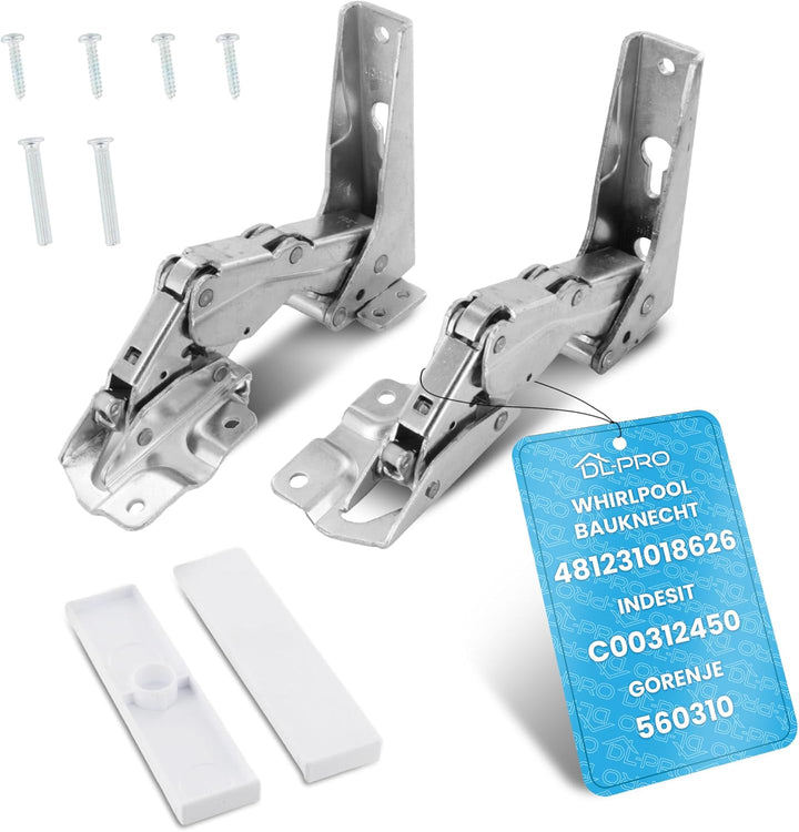 DL-pro Türscharnier Set oben + unten für Bauknecht Whirlpool 481231018626 Scharnier Kit Hettich für