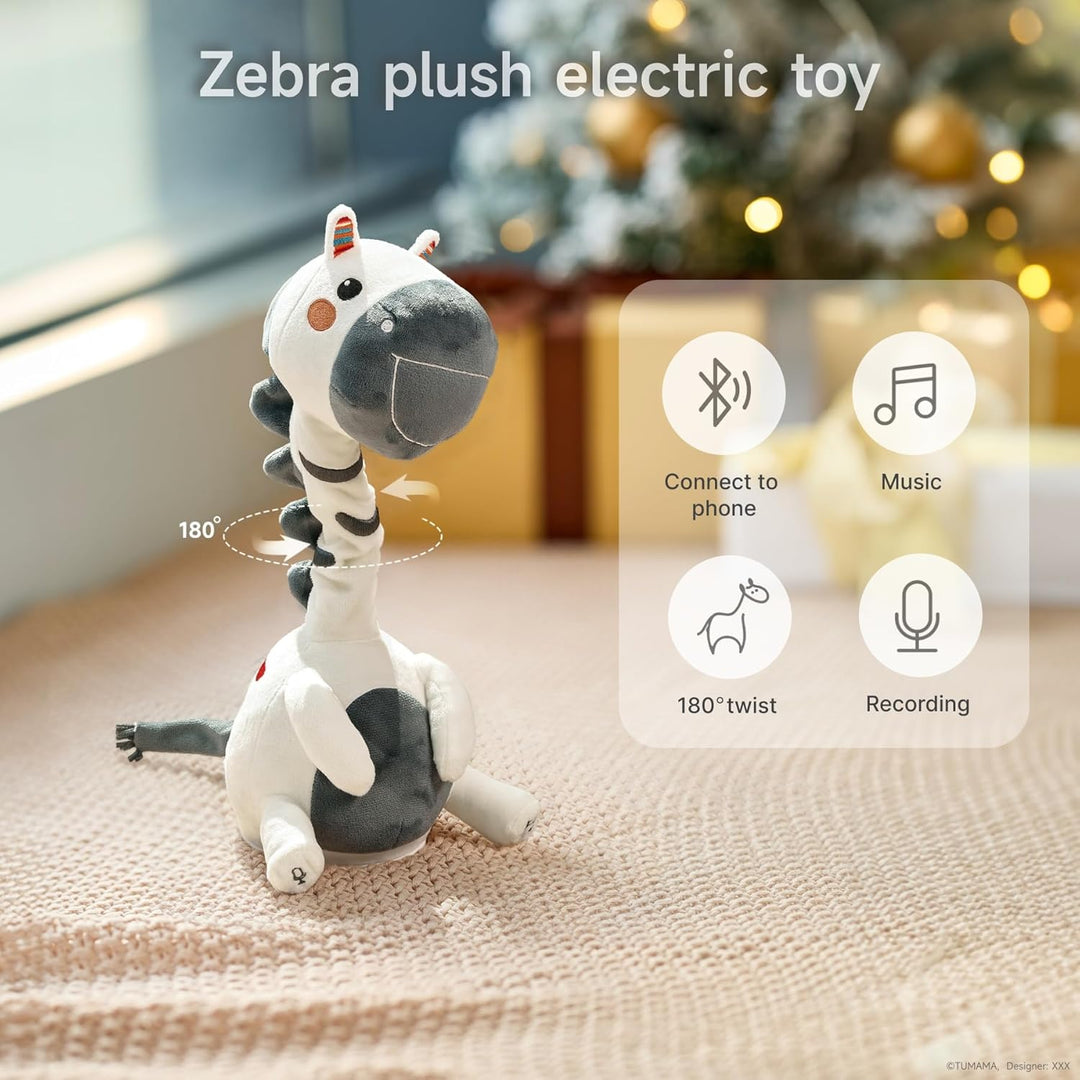 TUMAMA KIDS Tanzendes Sprechendes Zebra,Elektronisches Weiches Plüschspielzeug mit Aufnahme und Wied