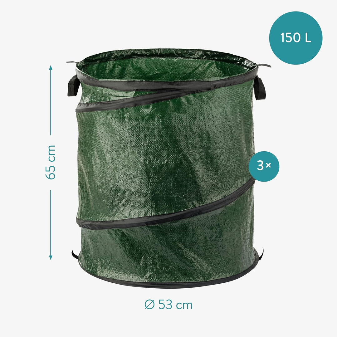 Navaris 3X Pop-Up Gartenabfallsack 150l - Ø53x65cm - Gartensack Set selbstaufstellend faltbar selbst