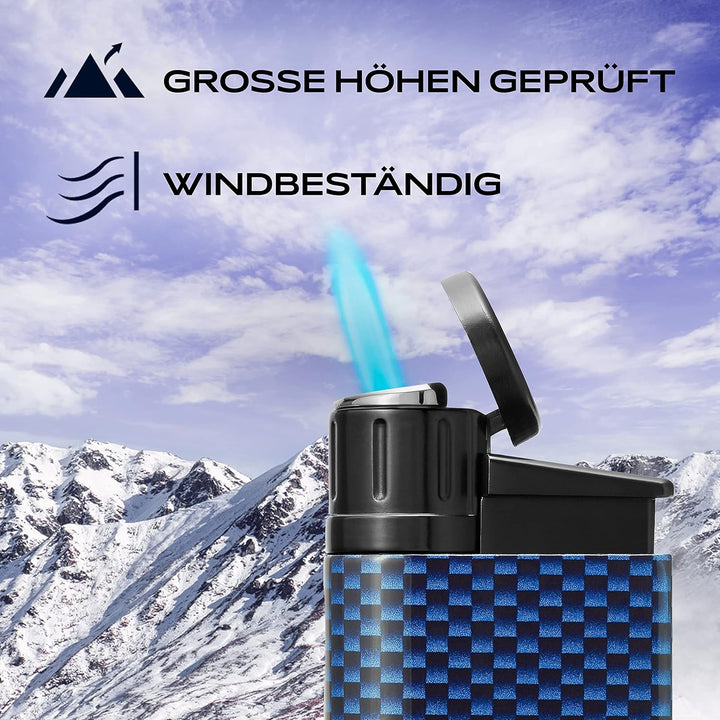 Colibri Evo Sturmfeuerzeug - Windbeständig - Extragrosse Einstellrad - Jet Feuerzeug Mit Einzel Jetf